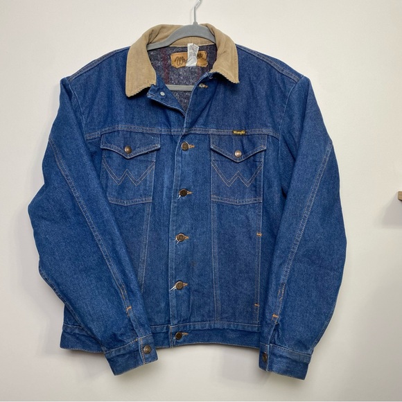 Vintage 1980's Wrangler Blue Denim Blanket Lined Jacket sz 40 - Picture 1 of 9